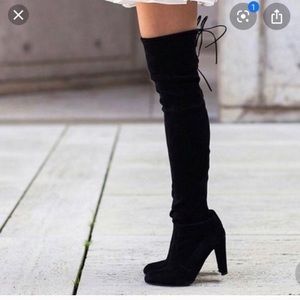 Stuart Weitzman highland boots, black leather.